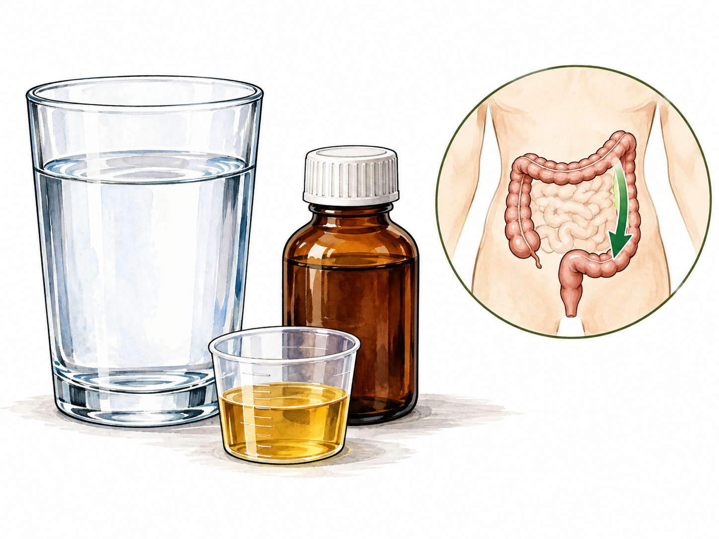 Laxative medicine with bowel-function inset.