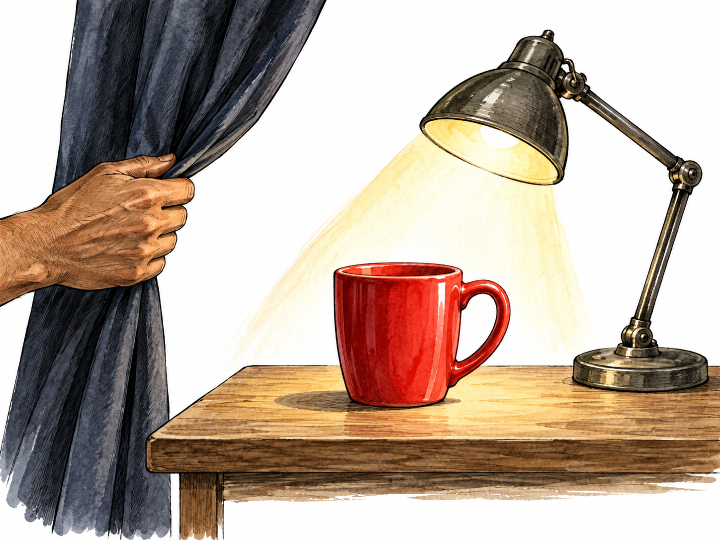 Revealed cup clearly visible under lamp.