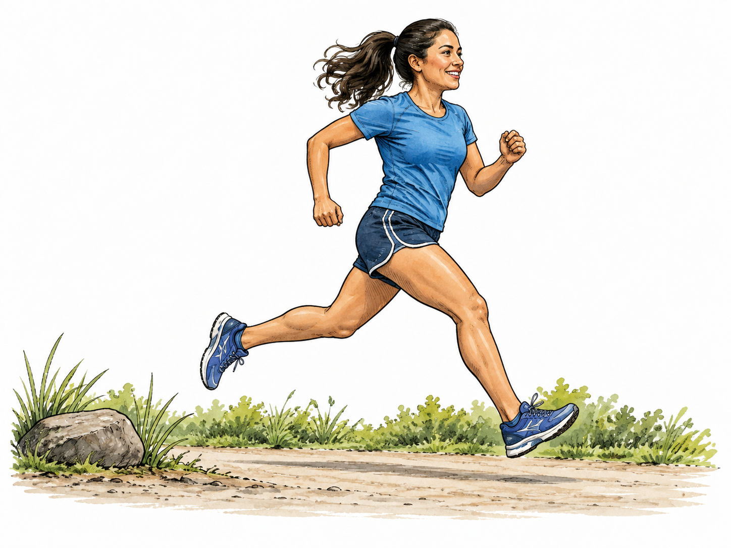 Runner moving quickly along a path.