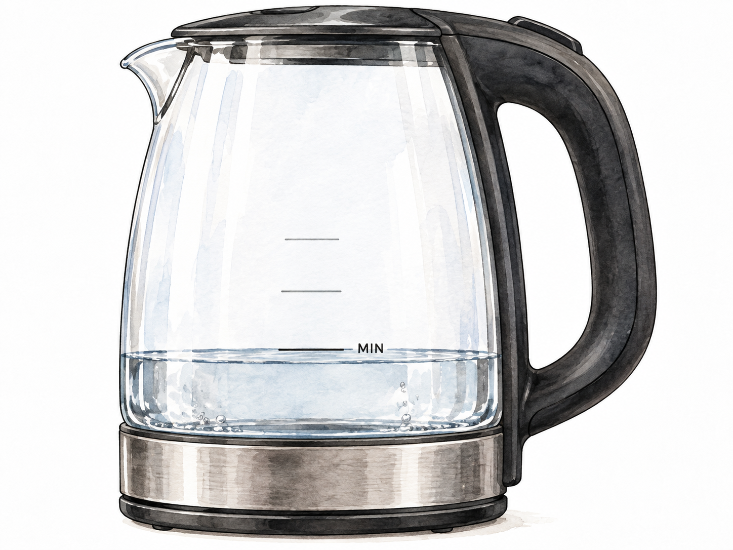 Kettle water at its minimum permitted fill line.