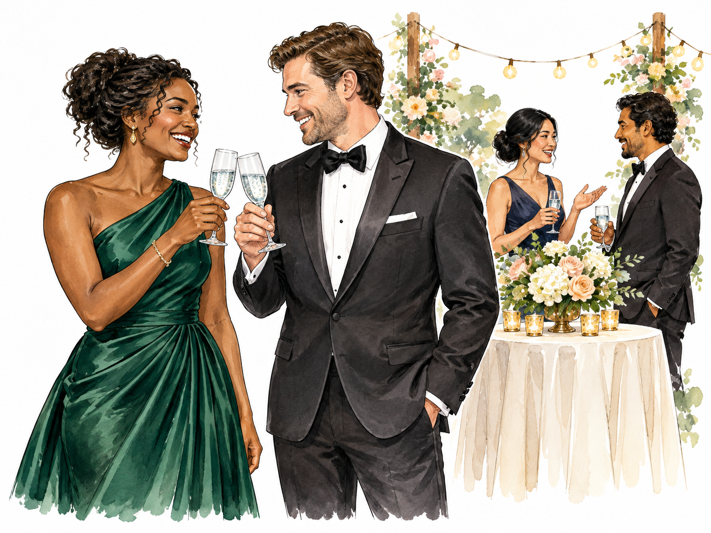Diverse guests enjoying a formal gala reception.