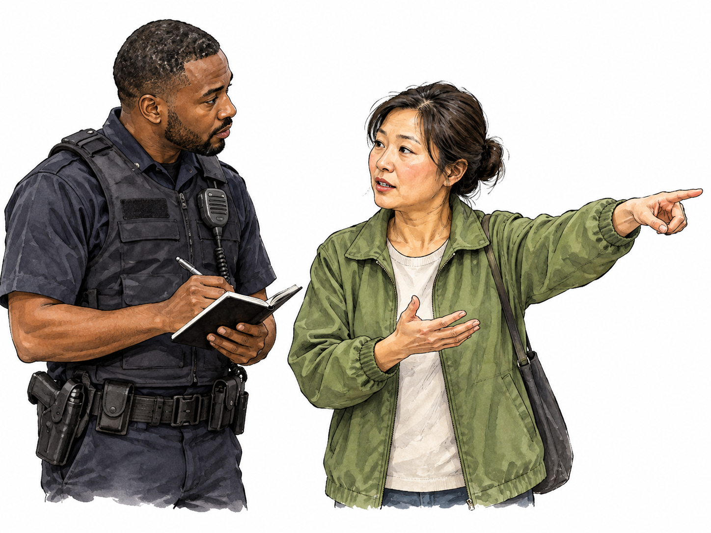 Witness gives an officer information.