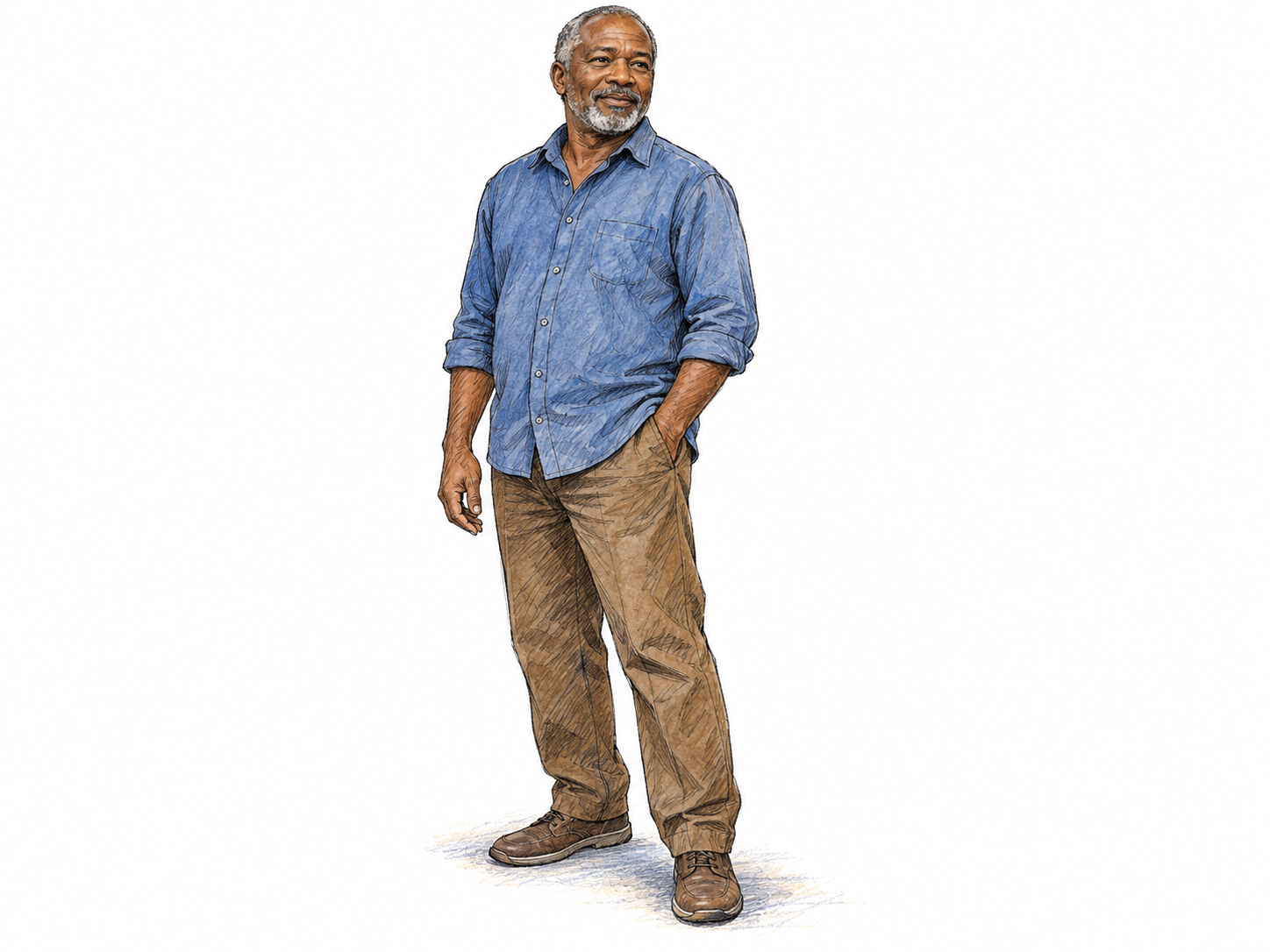A single ordinary adult man standing casually, shown clearly as the entire subject rather than performing a specialized activity.