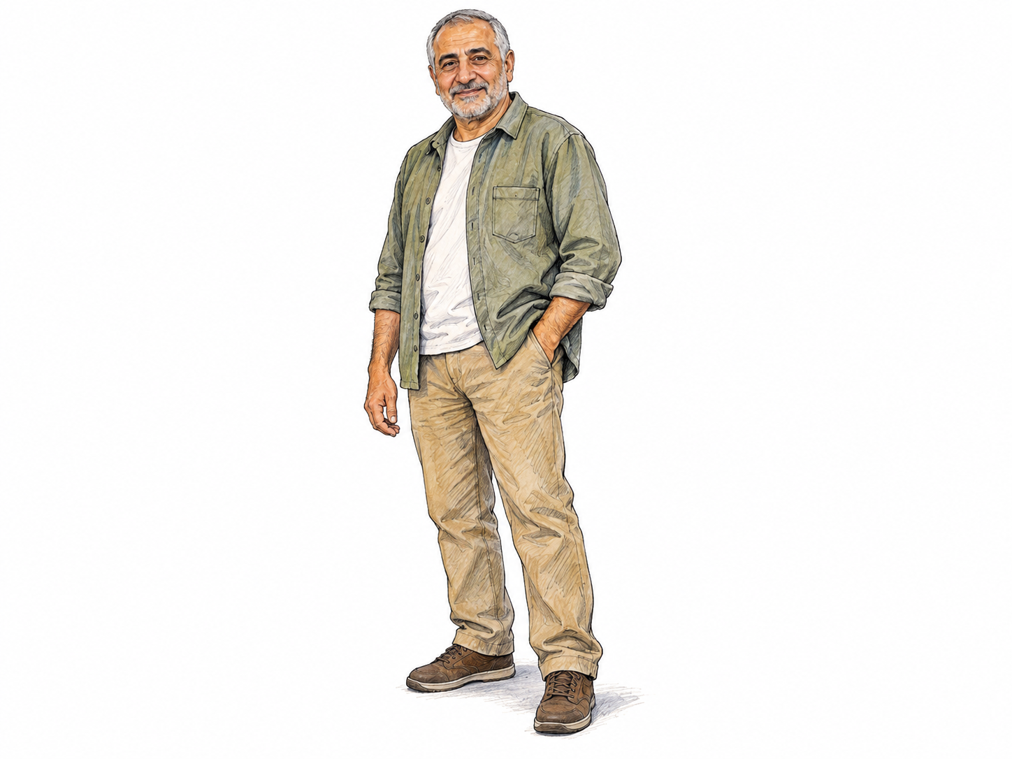 A casually dressed older man standing in a relaxed, everyday pose: an ordinary fellow rather than a formal portrait or a person defined by an occupation.