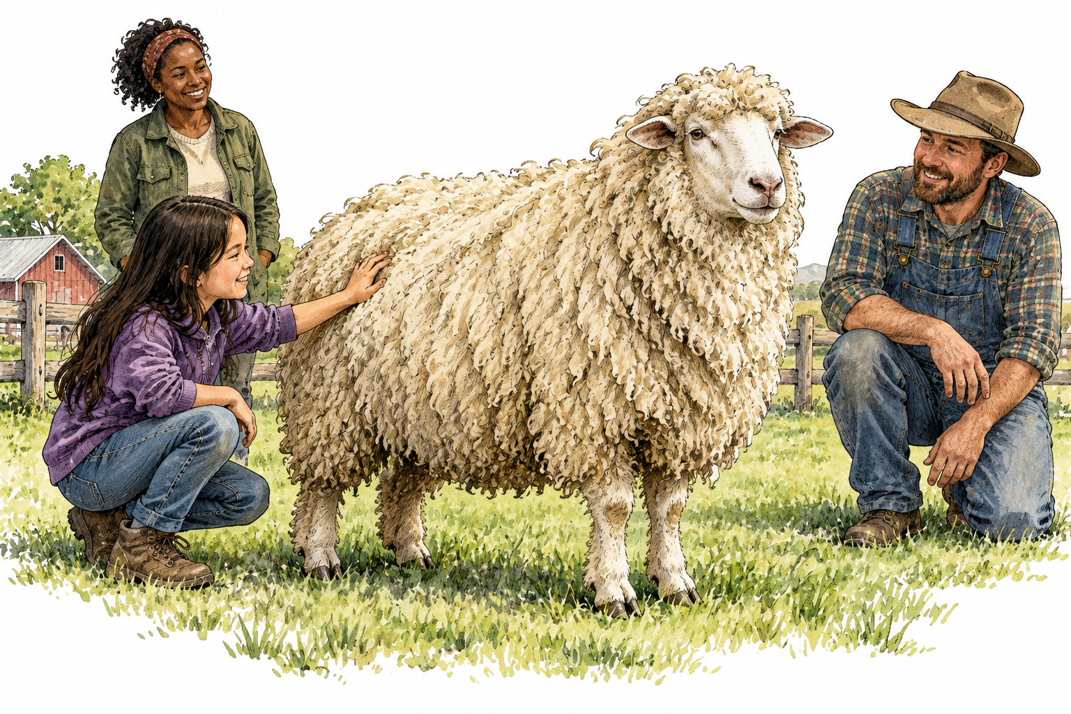 An unshorn sheep has a naturally full thick fleece, realistic livestock anatomy.