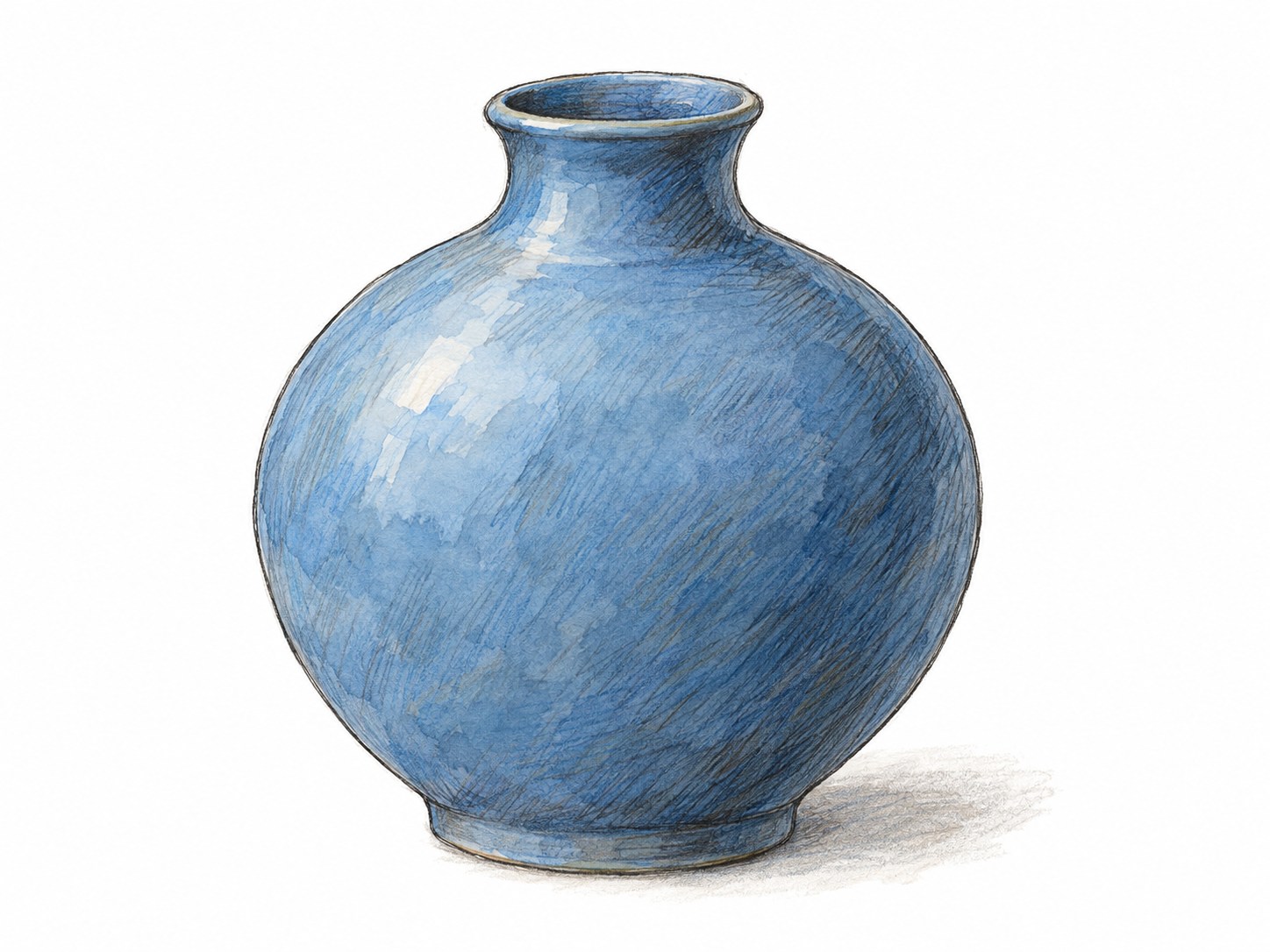 A single ceramic vase with an exaggerated rounded, swollen body and a short narrow neck, making its bulbous shape immediately clear.