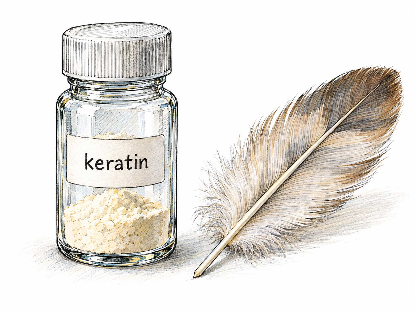 Depict keratin as an isolated laboratory protein, rather than treating its host tissues as the protein itself.