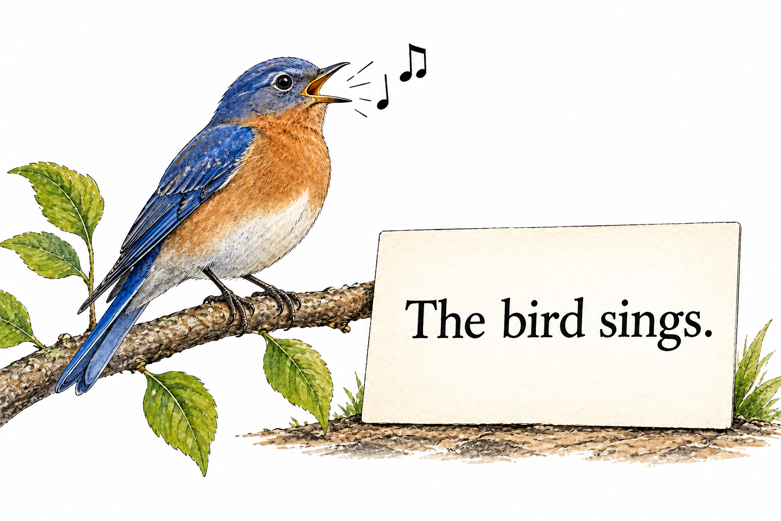The complete sentence The bird sings.