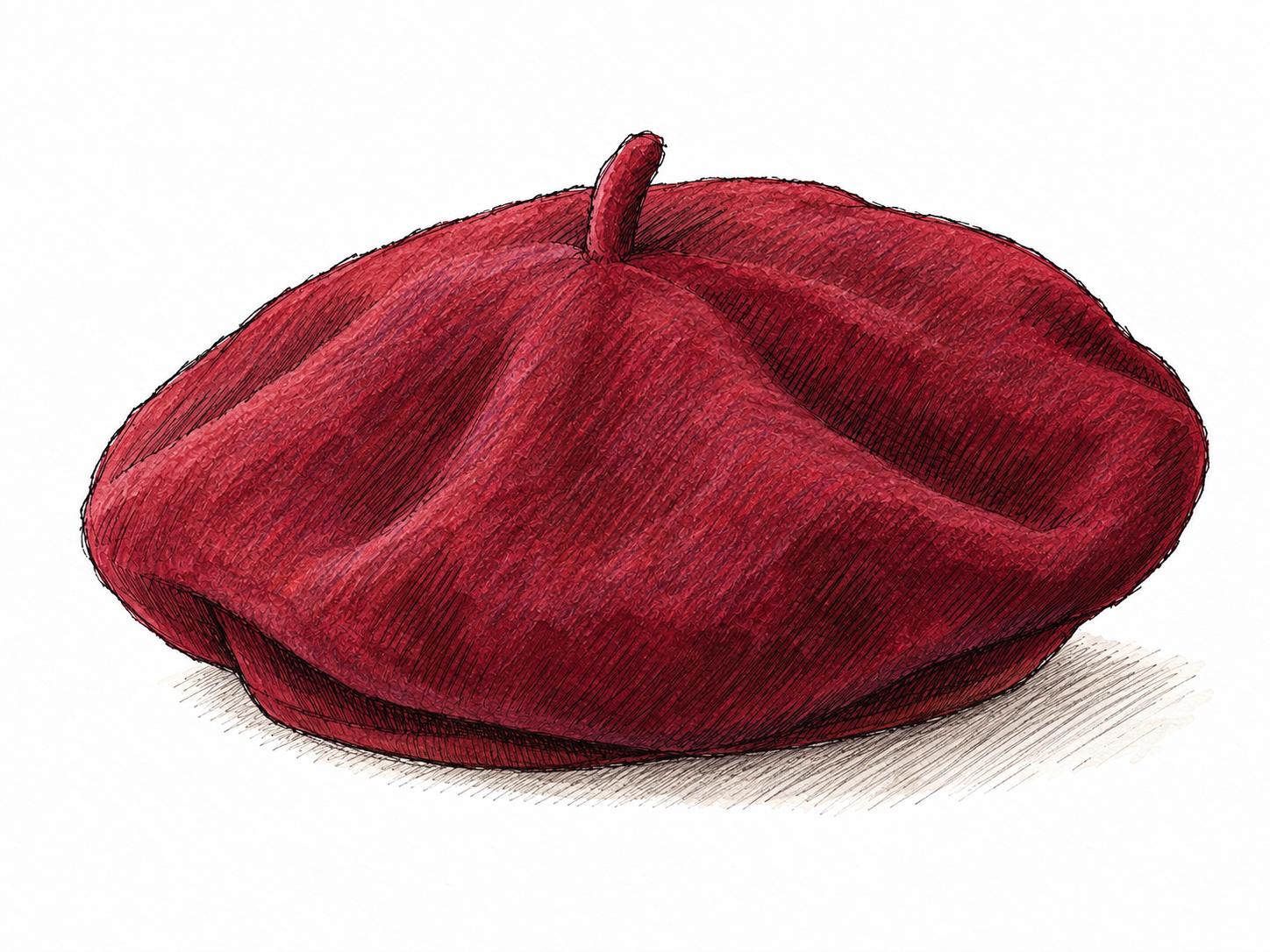 A single soft wool beret shown in three-quarter view, with its round, flat crown and brimless lower edge clearly visible.