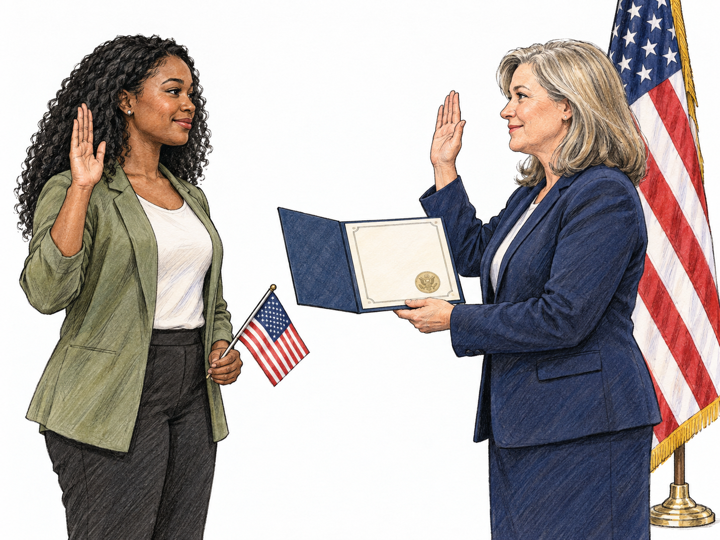 A new citizen takes an oath at a U.S.
