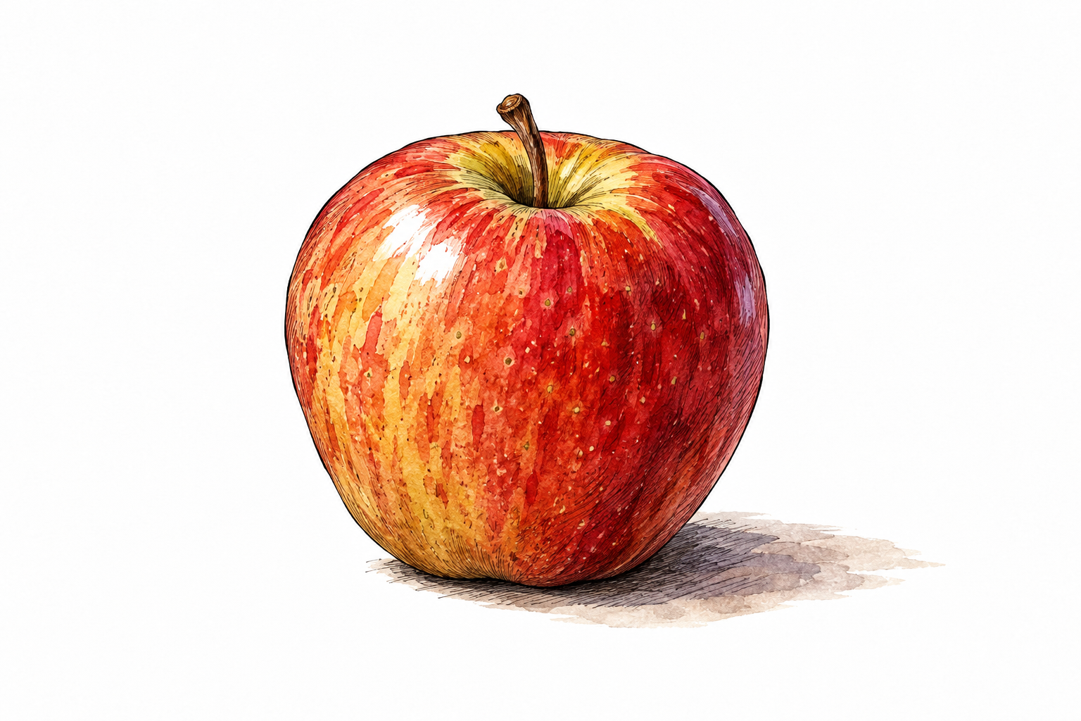 One solitary ripe apple centered on white, unmistakably one object.