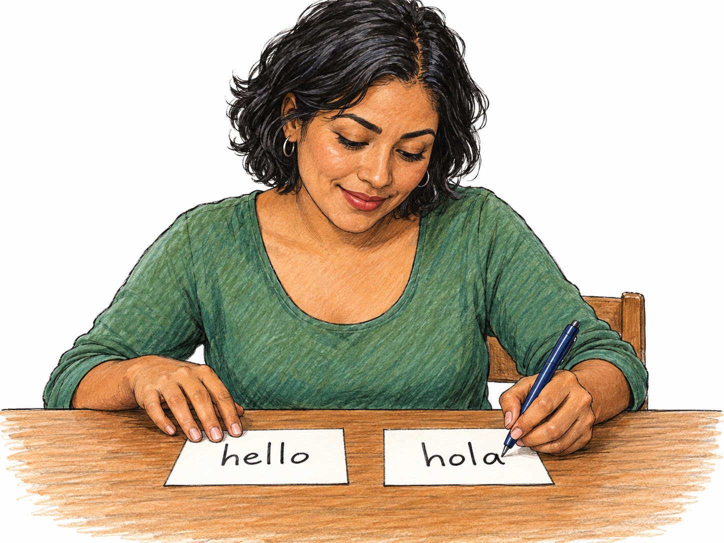 A bilingual writer is copying the meaning of one word into another language.