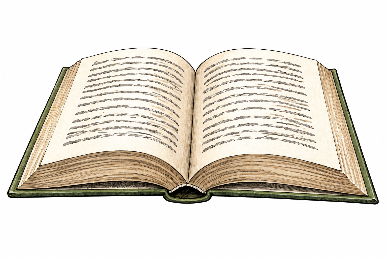 An open book shows continuous paragraph-like horizontal ink strokes, deliberately abstract unreadable strokes only, no actual words, no poem line arrangement.