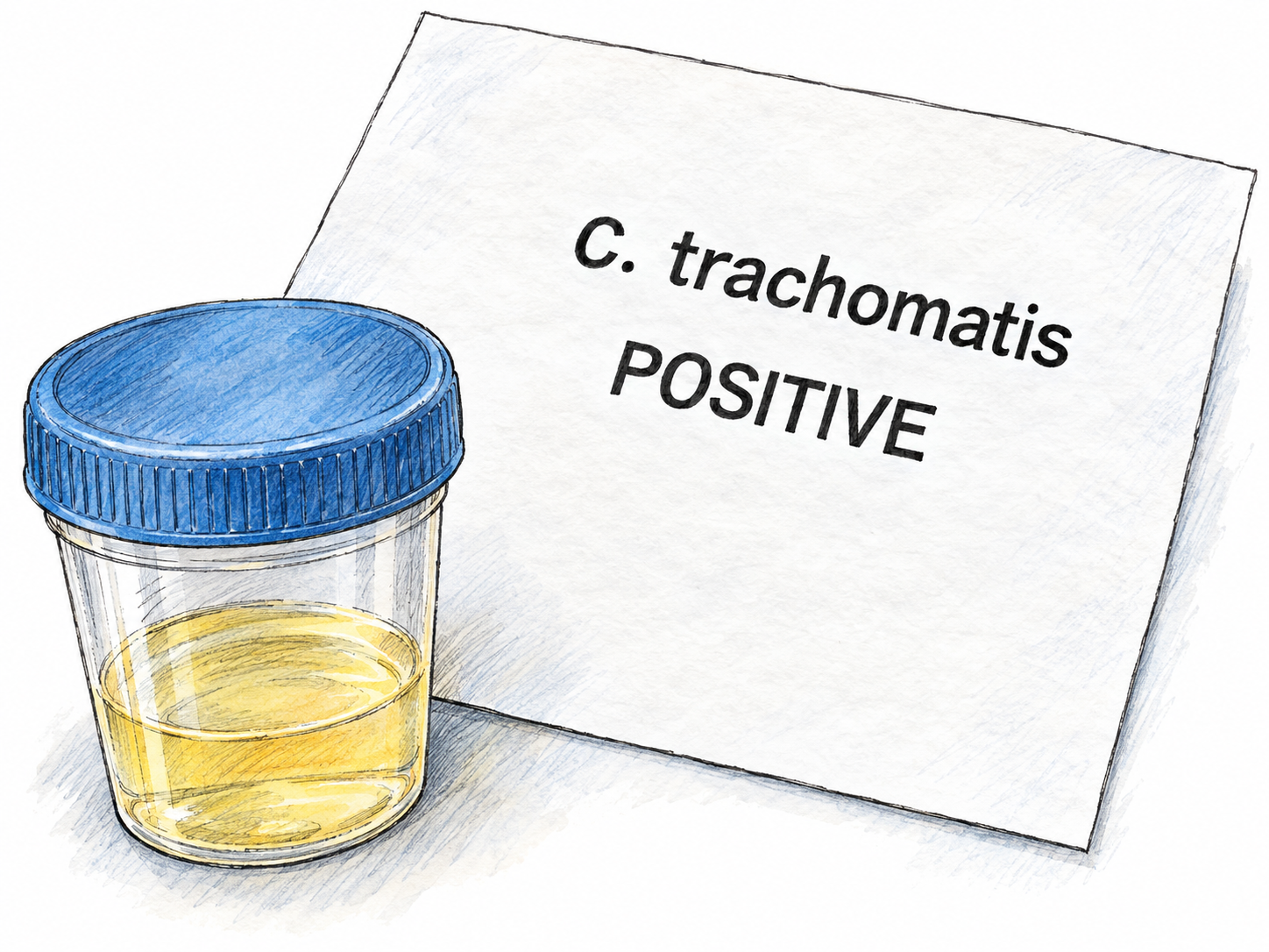 A confirmed chlamydial infection represented by a clinical urine specimen and its positive organism-specific laboratory result.
