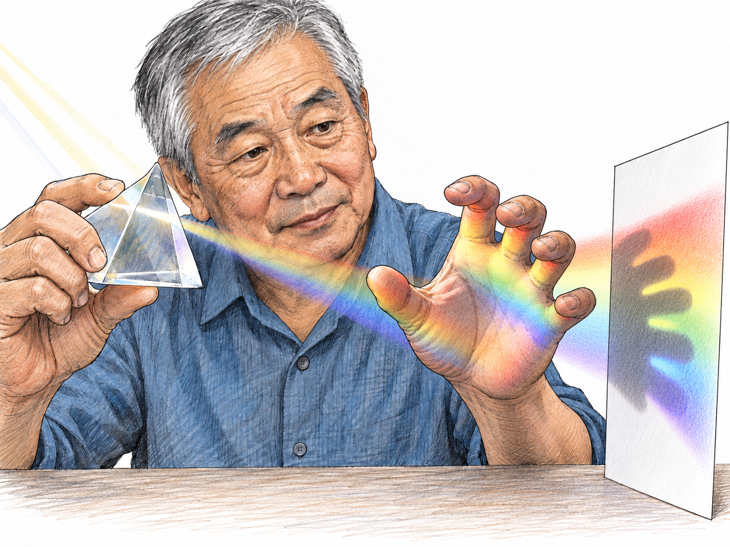 Contrast a solid glass prism that can be held with the real rainbow of light it produces, which passes through an attempted grasp without becoming a held object.