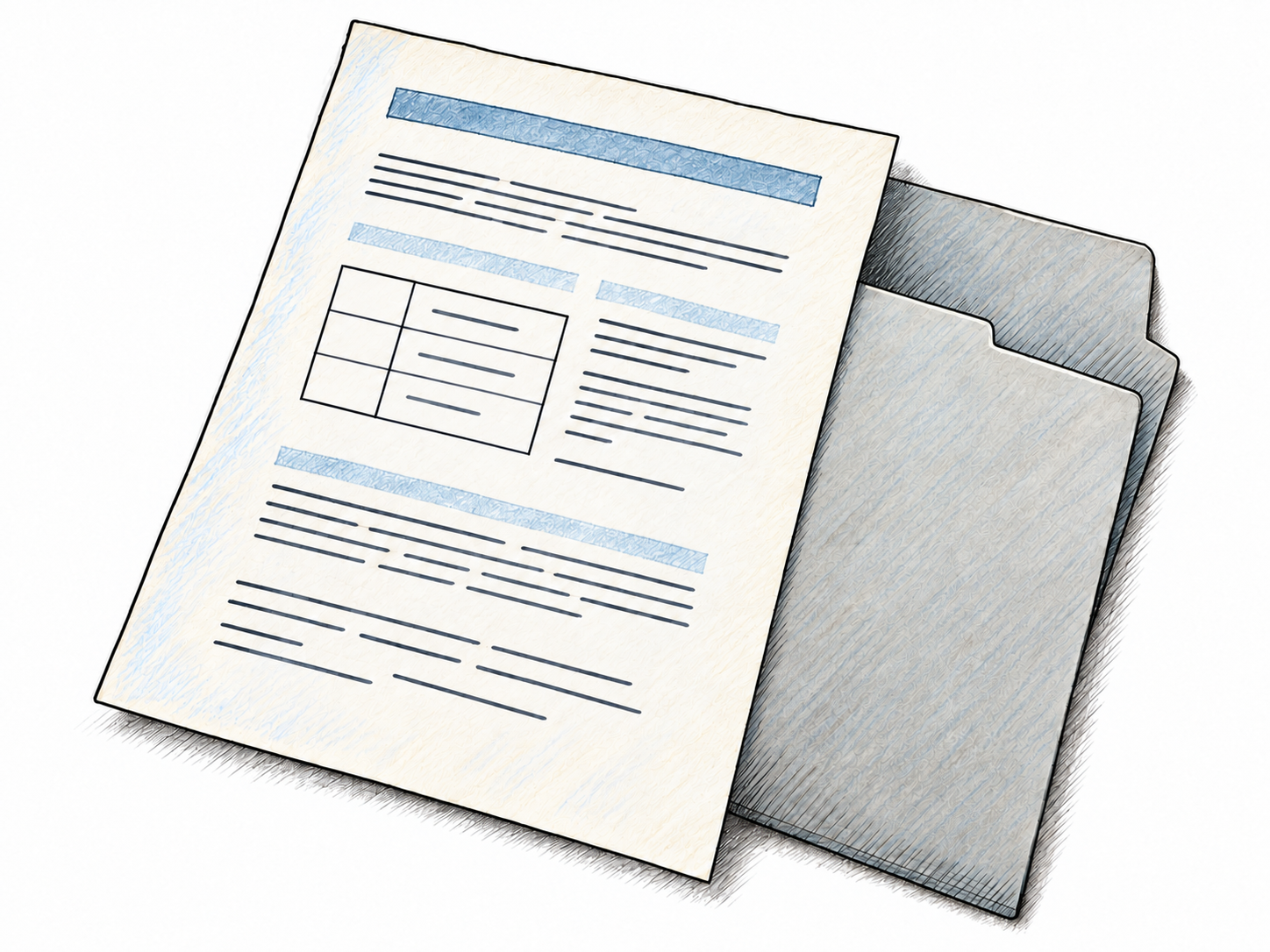 A single printed record: a white sheet containing orderly rows of ink and a small numerical table, partly withdrawn from a plain folder.