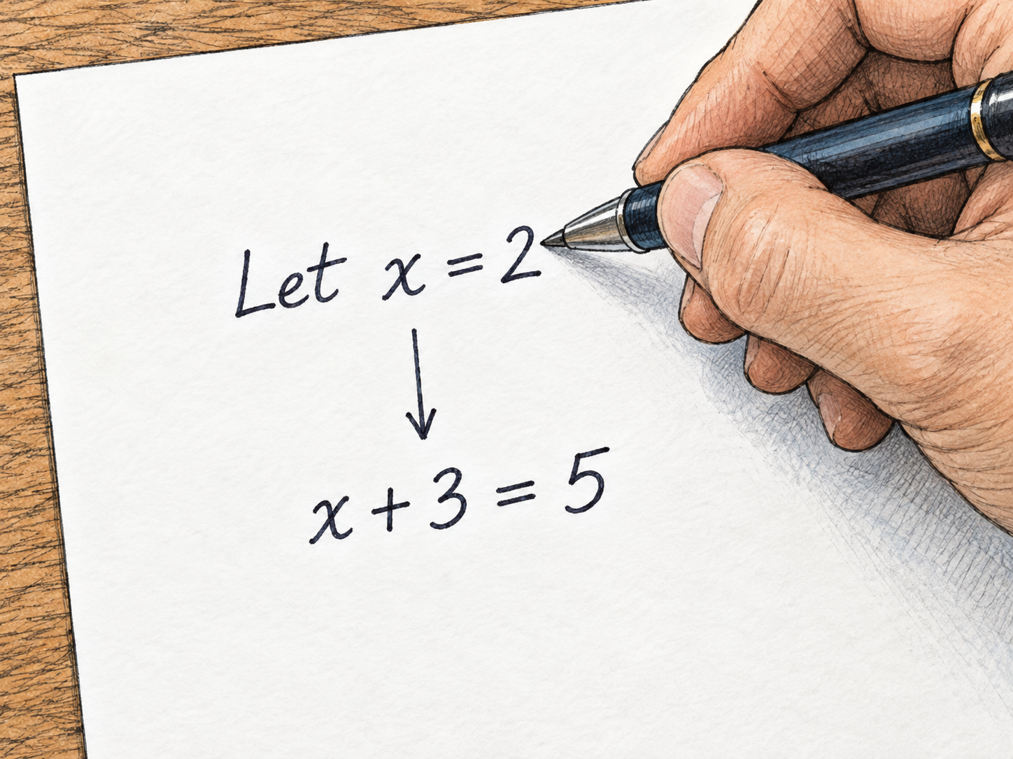 An assumed value begins an algebraic inference.