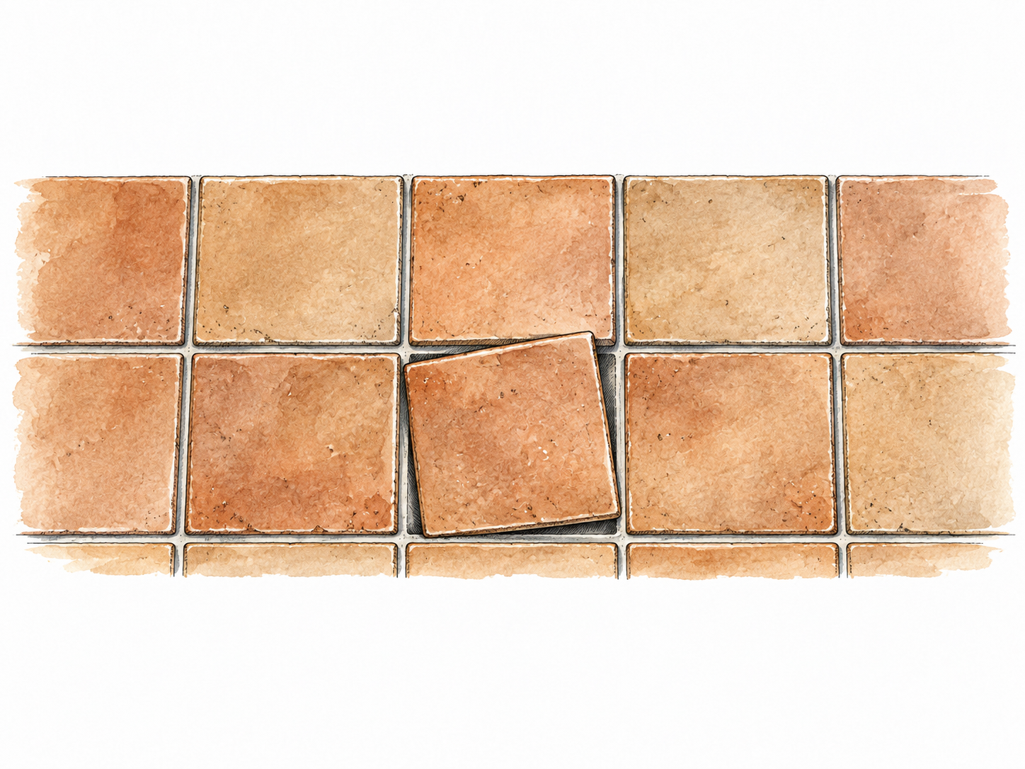 A single crooked tile interrupts a regular straight tiled pattern.
