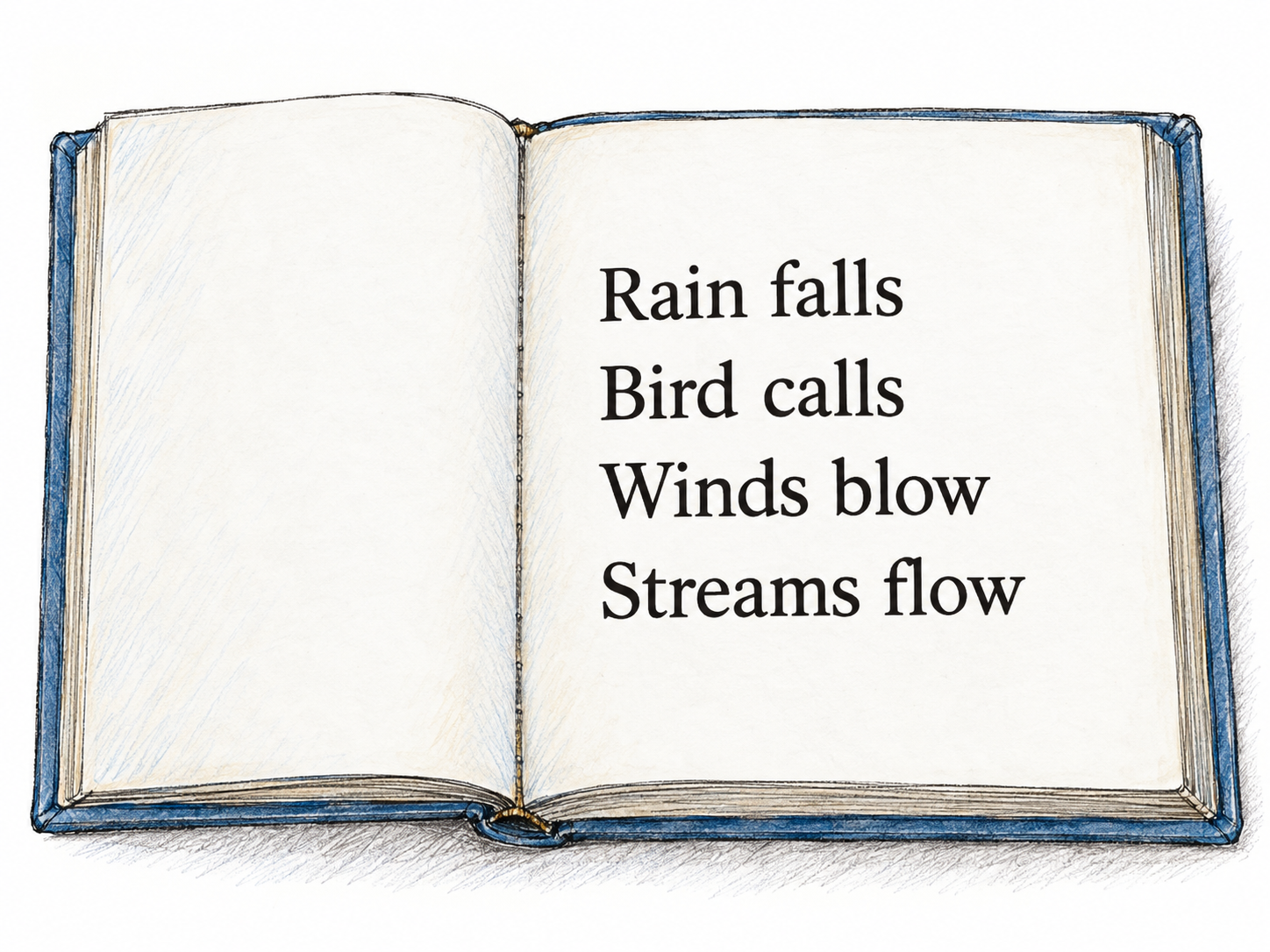 An isolated miniature four-line rhyming poem on a single book page.