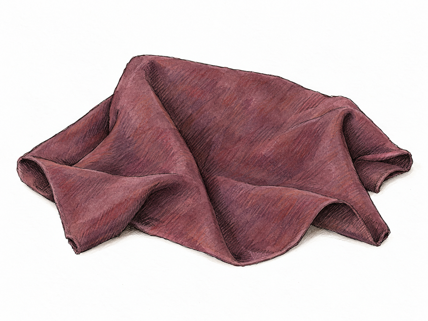 A single loosely folded piece of puce fabric, its broad surface clearly displaying a dark, muted brownish-purple color with reddish undertones.