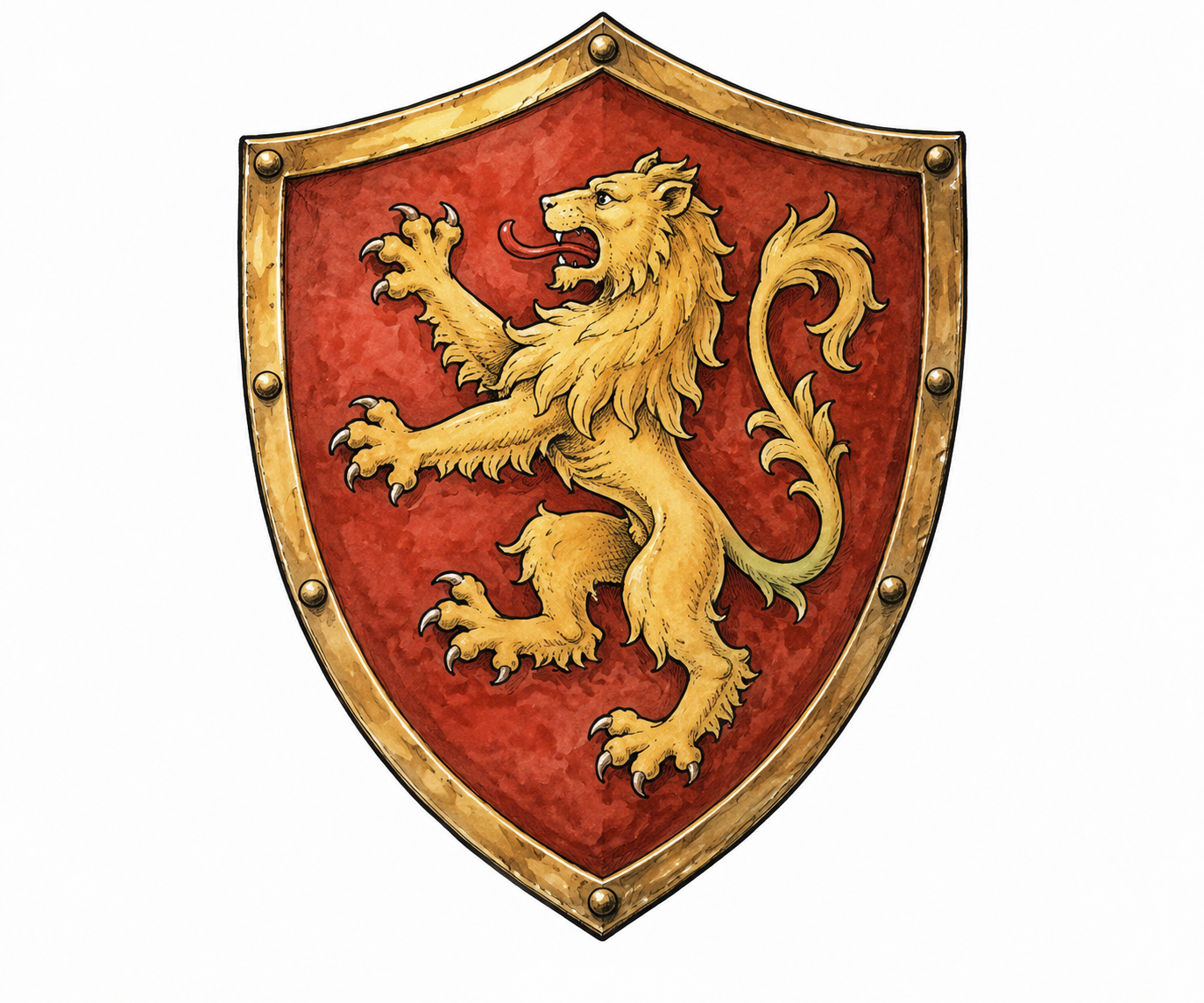 A heraldic shield-shaped plaque displaying a simple lion coat of arms, no motto ribbon or letters.