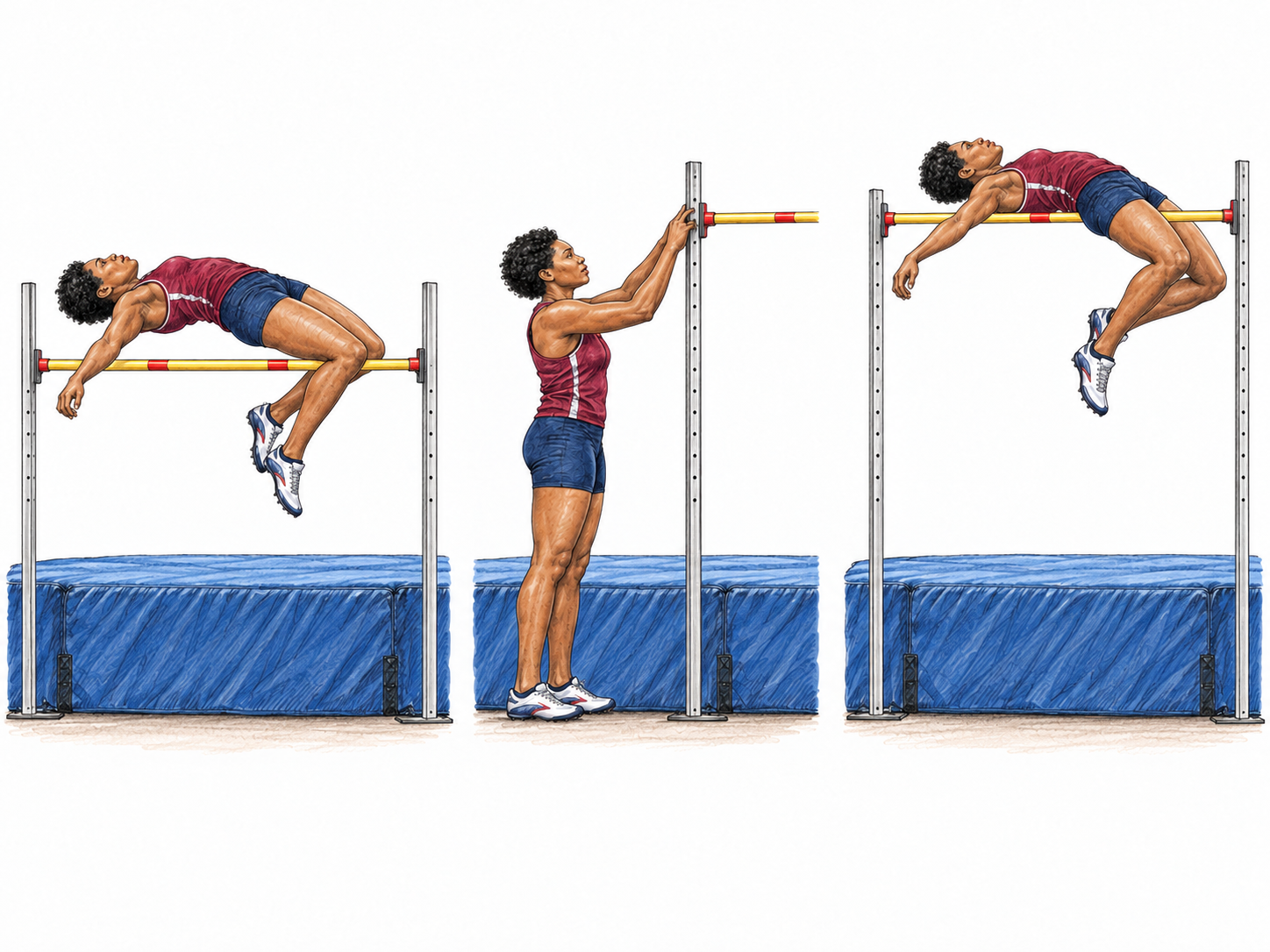 An accomplished high jumper sets herself a harder goal: after clearing a lower bar, she raises it substantially and launches herself at the new height.