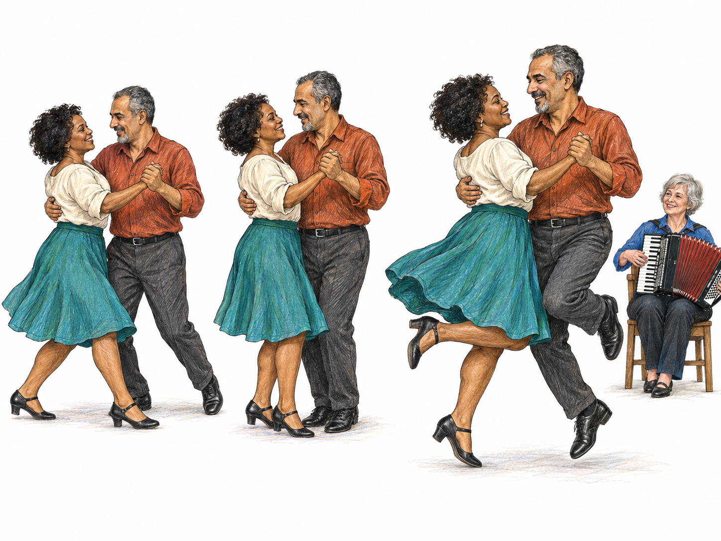 polka — a lively dance in quick double time.