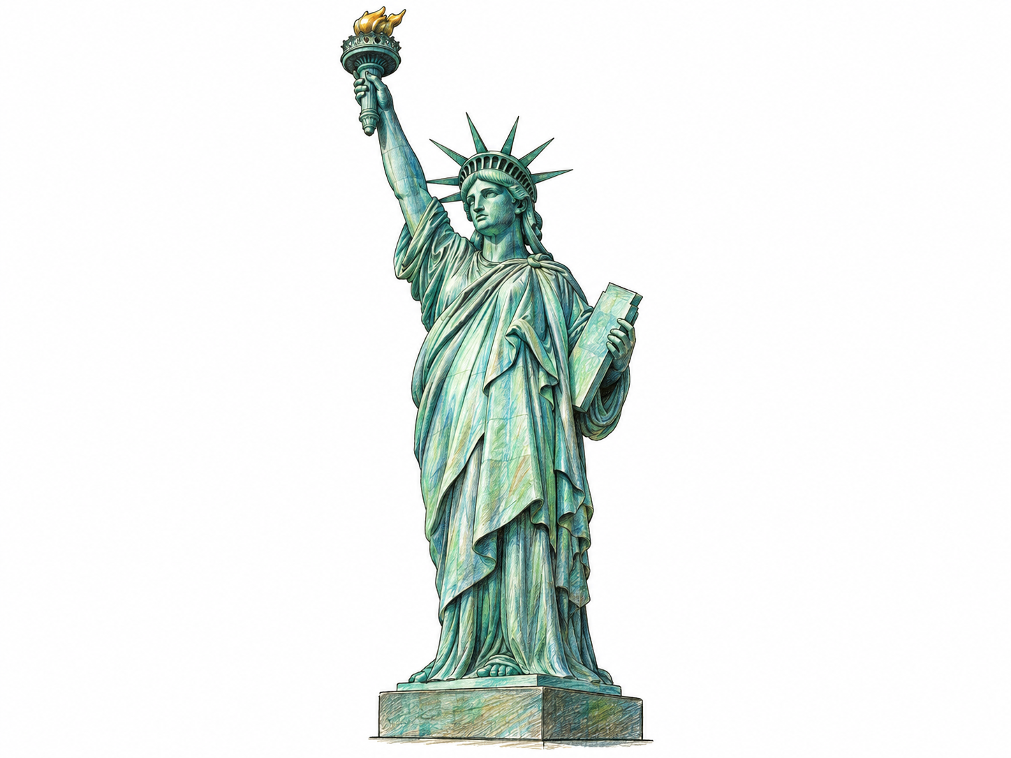 An immediately recognizable miniature Statue of Liberty, emphasizing its familiar crown, raised torch, and tablet as an iconic image rather than depicting a generic admired person.