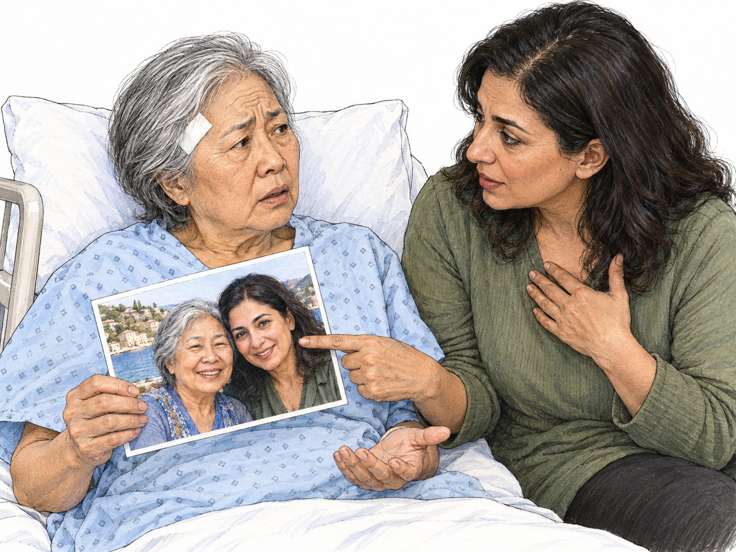 Loss of autobiographical memory after an injury: a recovering patient cannot recognize a companion or their shared experience in a photograph.