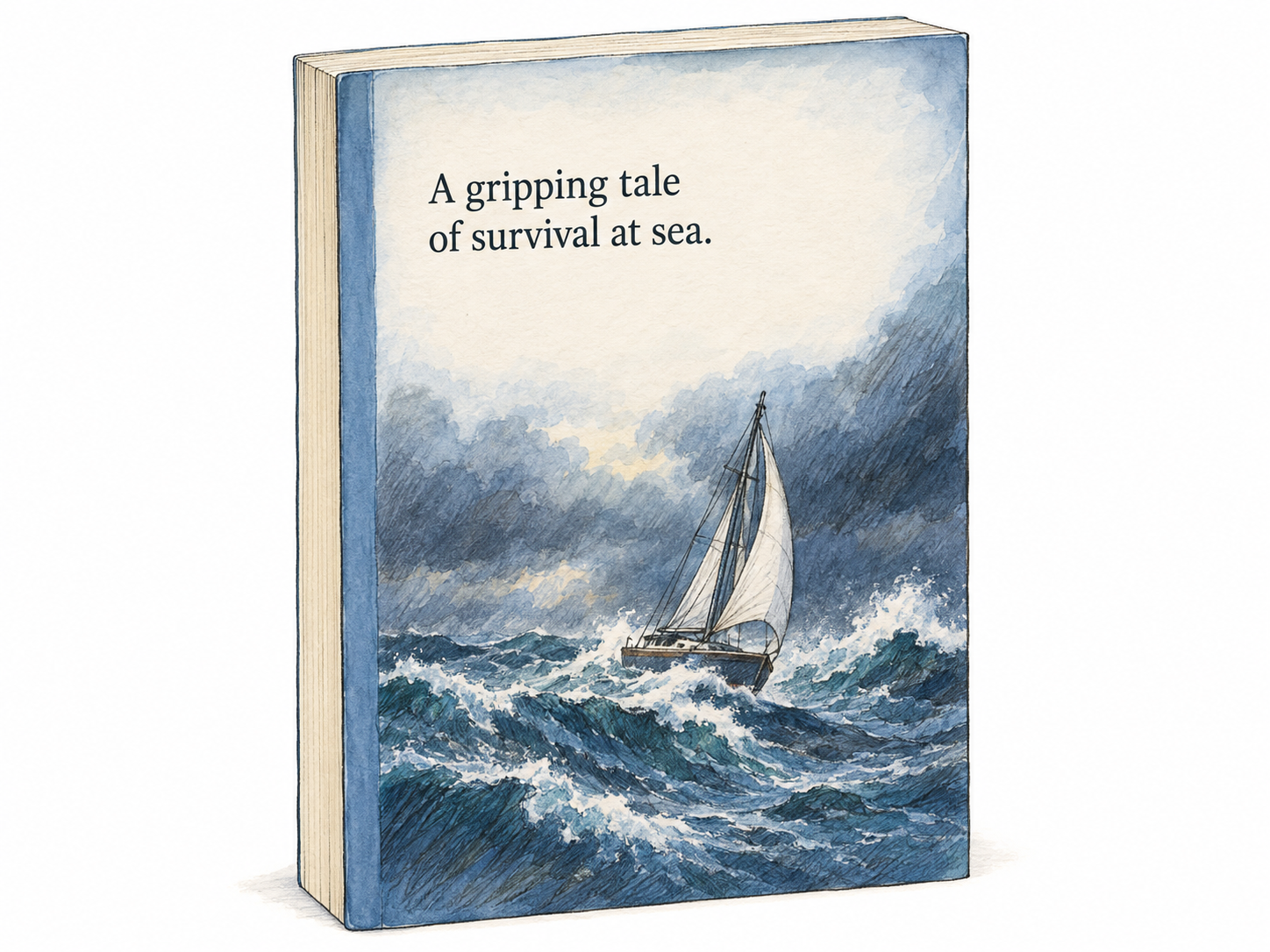 Show the blurb itself as a brief, readable promotional description printed on the back of an adventure novel, not merely an empty area of packaging.