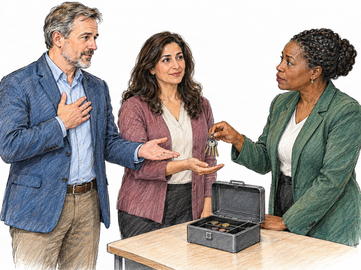 A trusted reference personally endorses a colleague as an employer considers entrusting her with the keys to a cashbox.