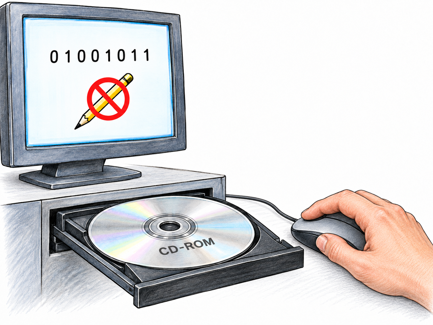 The fixed contents of a CD-ROM cannot be rewritten through the computer.