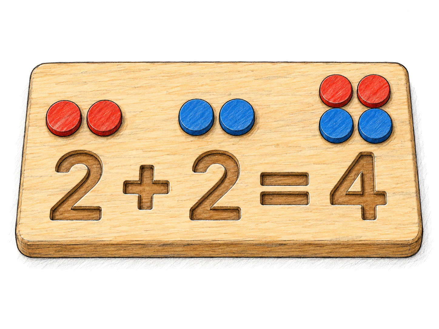 A concrete mathematical verity: two objects together with two more make four.