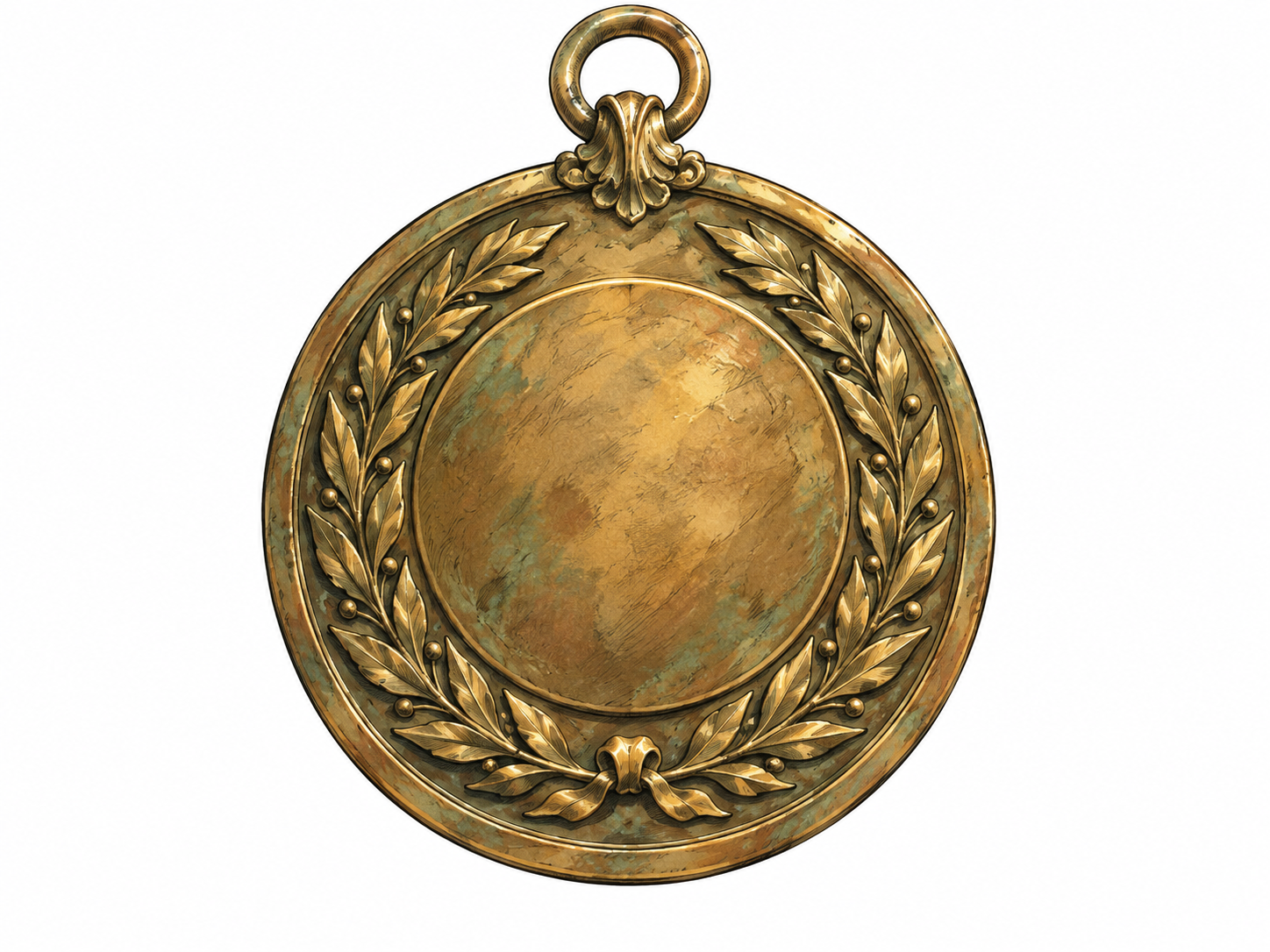 Large ornate round bronze medallion pendant.
