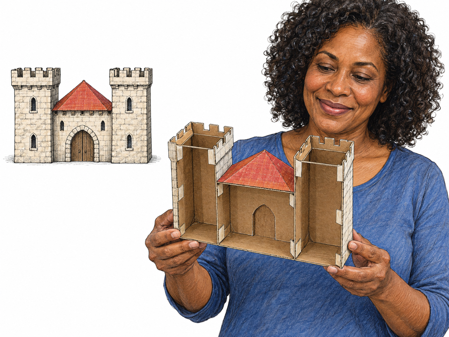 An imposing-looking castle is revealed as a mere cardboard model.
