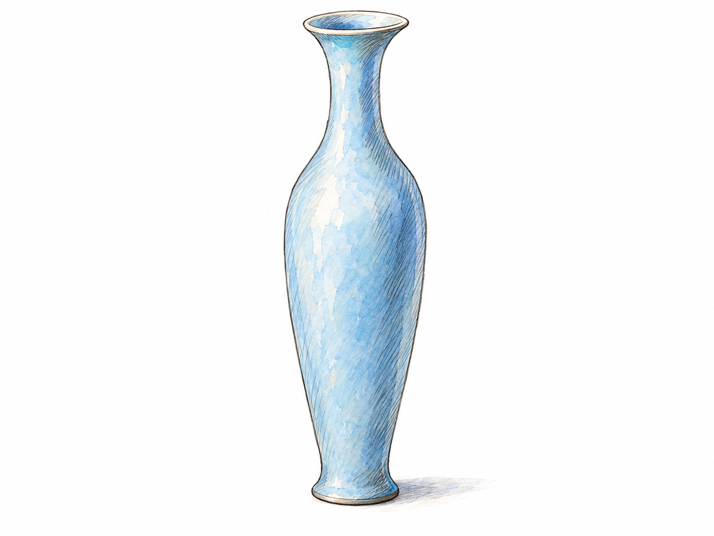 A tall, slender ceramic vase with a narrow body, gently tapered waist and softly flared lip, making thinness and graceful shape visible without people.