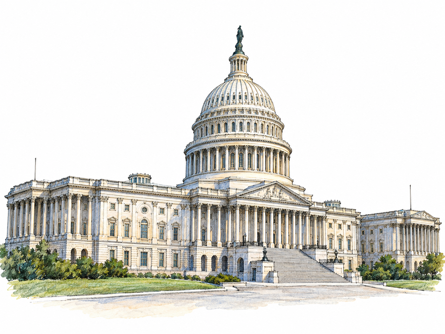 A clear architectural portrait of the United States Capitol, using its recognizable dome and flanking legislative wings to show a building where a legislature meets.