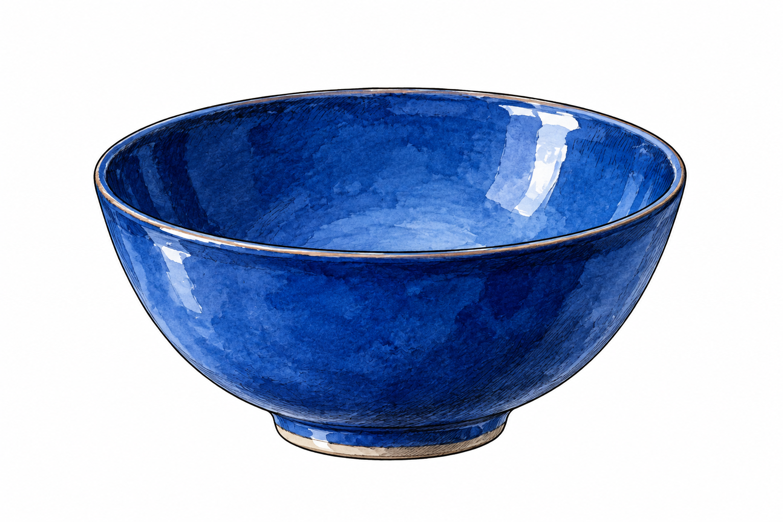 A simple deep-blue ceramic bowl against white space, unmistakably blue.