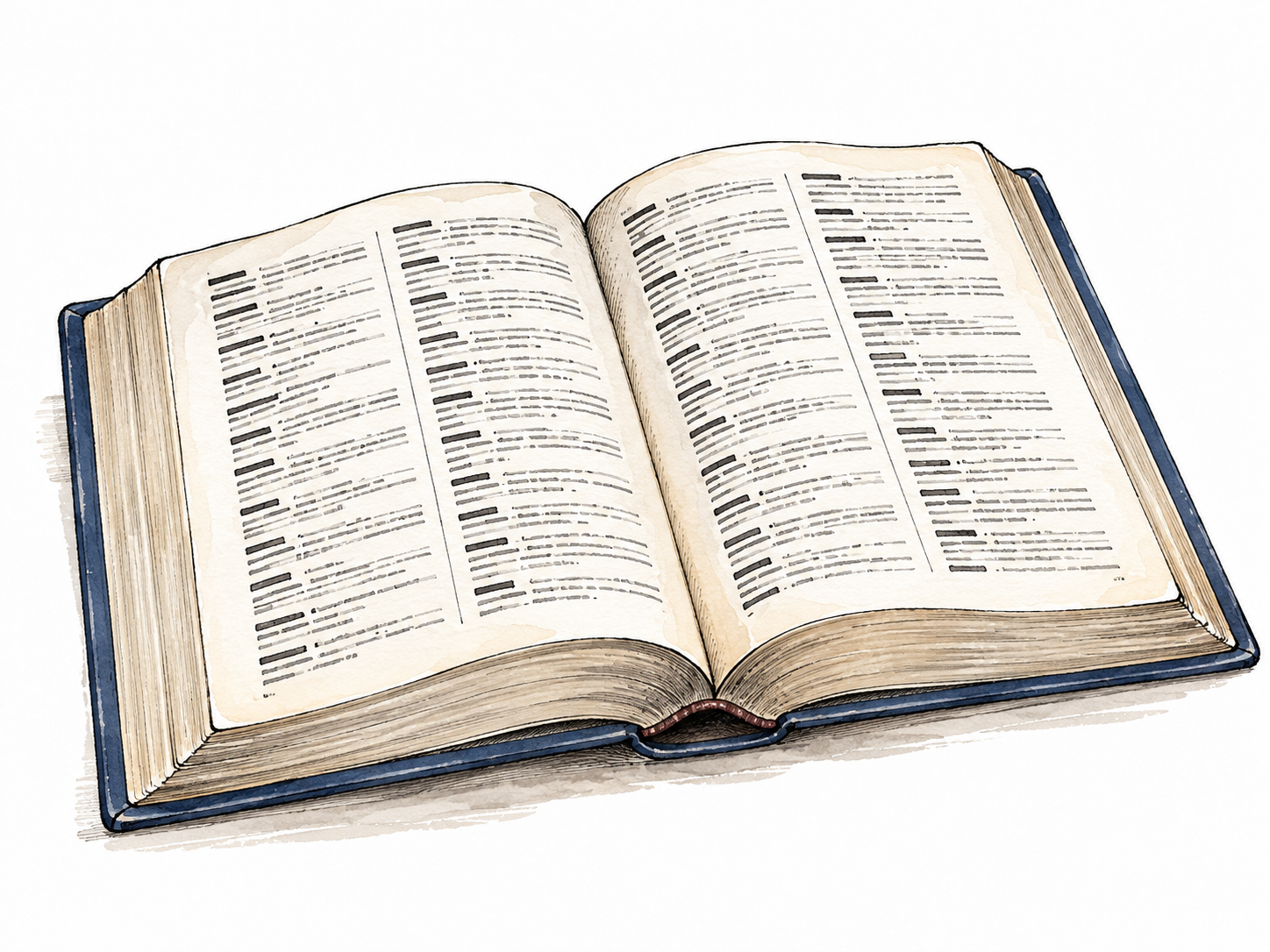 An open dictionary with orderly columns of varied short abstract word entries, vocabulary collection clearly shown.