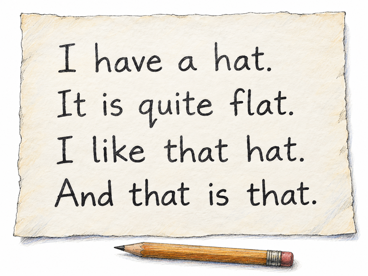 Doggerel: clumsy or trivial verse, shown through a short, conspicuously repetitive rhyme on a plain manuscript sheet.