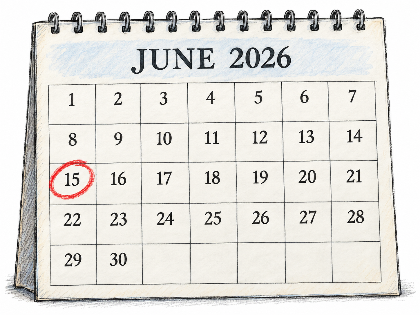 A simple month calendar with the 15th prominently circled, isolating one particular day rather than suggesting an appointment or romantic meeting.