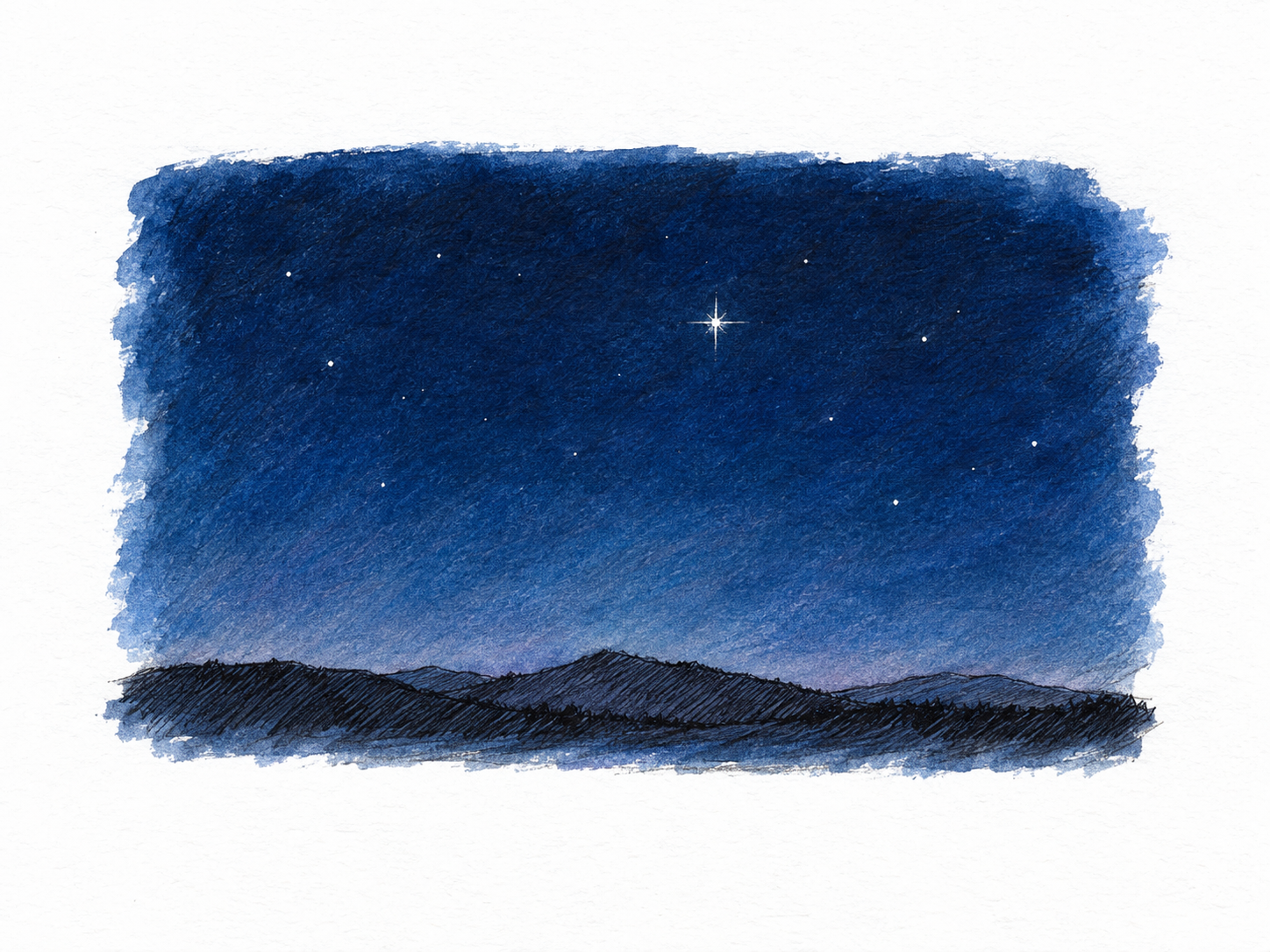 A small, clearly bounded patch of night sky with one especially bright white star among several much fainter stars, depicting the literal celestial alternative in the frozen definition.
