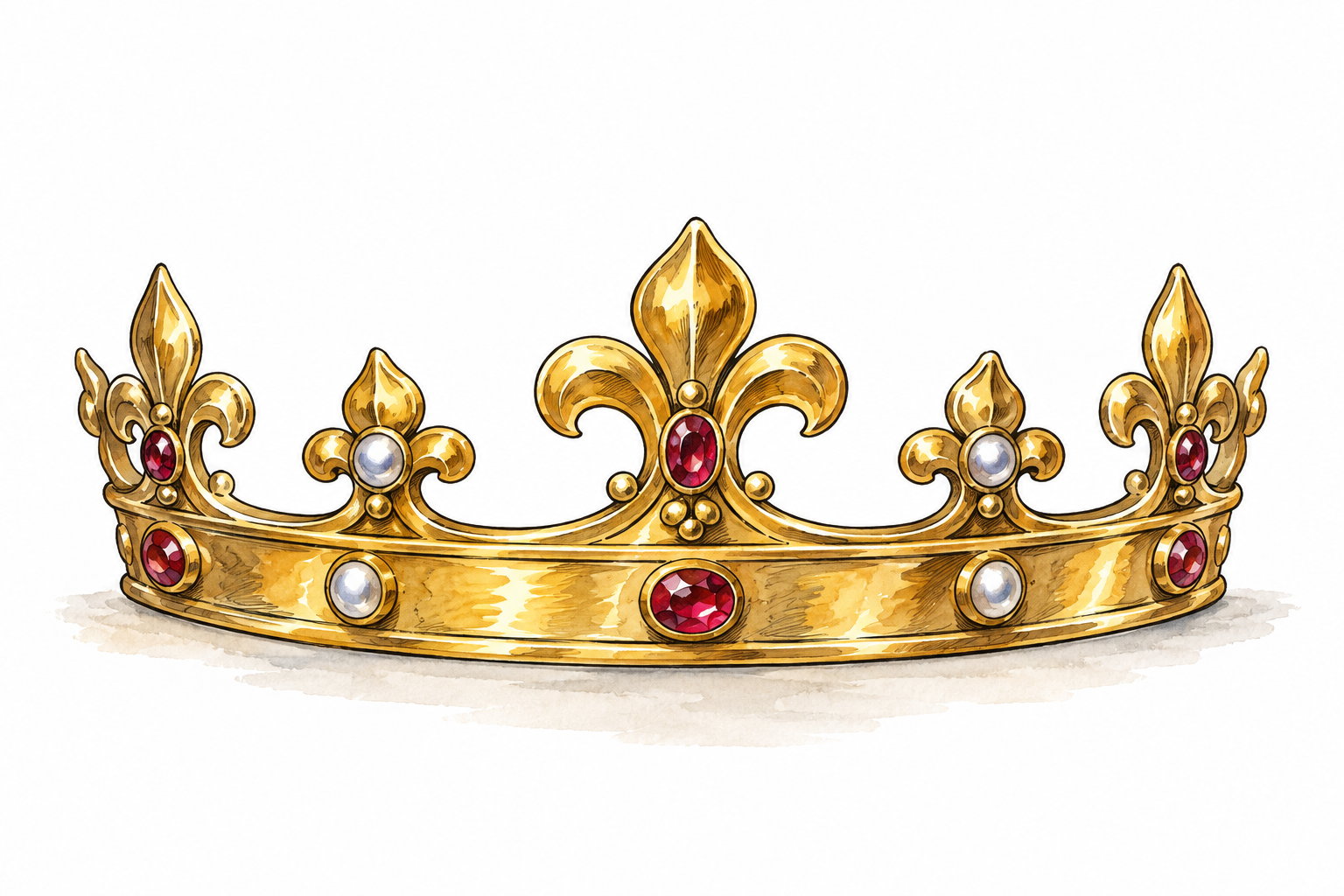 An elegant small golden noble's coronet with low band and decorative points, object only.