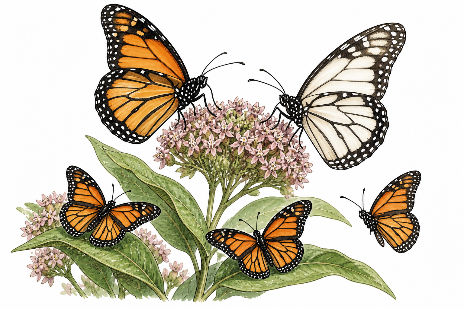 A single unusually colored butterfly among normally colored butterflies illustrates an inherited variant, no monstrous anatomy.
