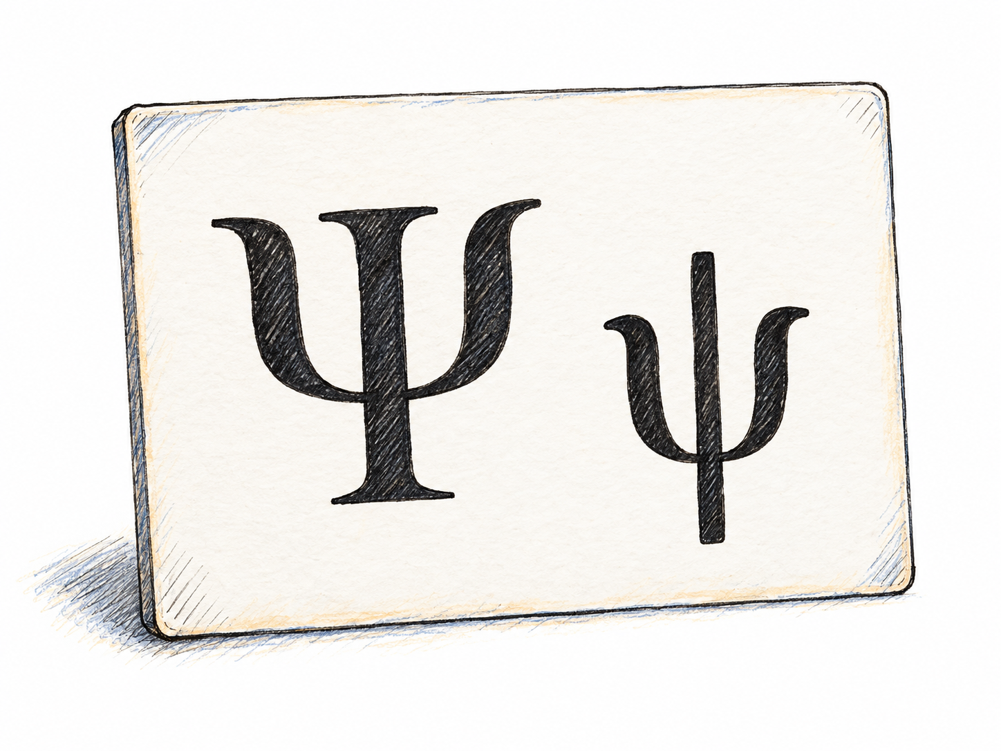 A single plain alphabet practice card bearing uppercase Ψ and lowercase ψ side by side, making the Greek letter itself the unmistakable subject.
